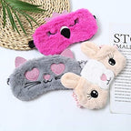 4 Pack Sleeping Mask for Girls Soft Plush Blindfold Cute Rabbit Pig Flamingo Cat Sleep Masks Eye Cover Eyeshade for Kids Teens Women Plane Travel Nap Night Sleeping