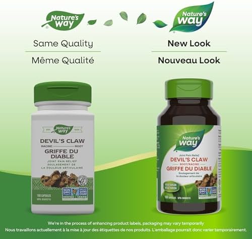 Nature’s Way Devil's Claw Root, Traditional Joint Support*, 960 mg per 2-Capsule Serving, Gluten-Free, Non-GMO Project Verified, 100 Vegan Capsules (Packaging May Vary)