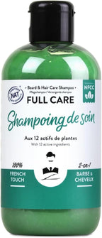 2-in-1 Beard & Hair Care Shampoo | Vegan, Sulfate-Free Replenishing, Nourishing, Sandalwood Fragrance | Natural, Calms Itching, Paraben & Silicone-Free Made In France 250mL