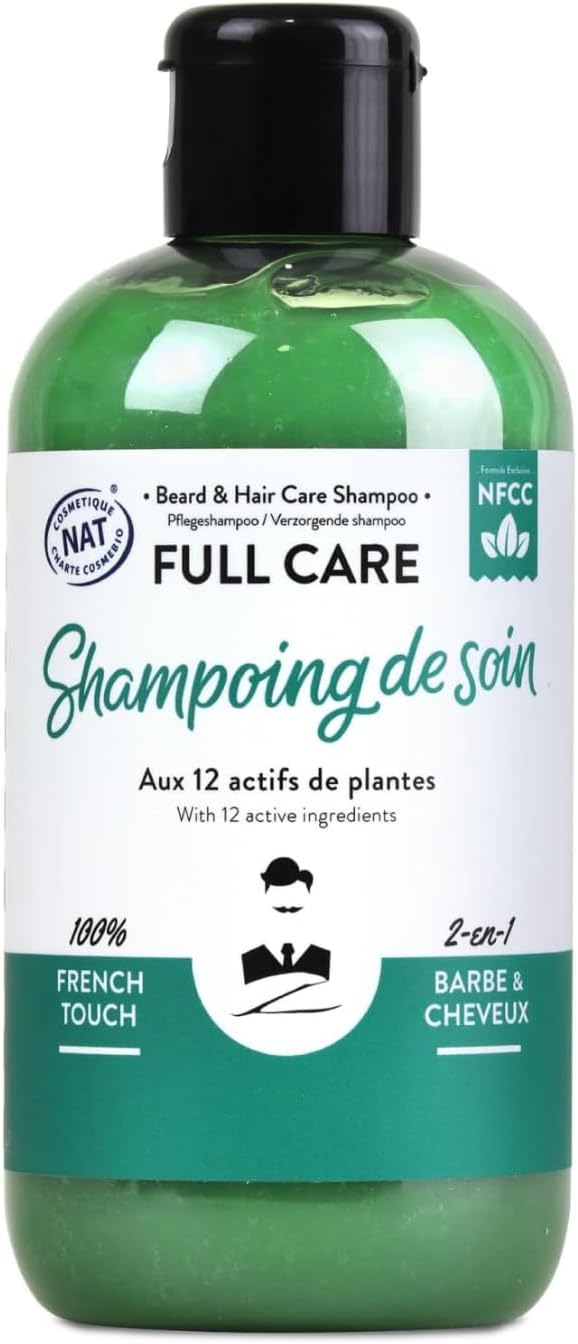 2-in-1 Beard & Hair Care Shampoo | Vegan, Sulfate-Free Replenishing, Nourishing, Sandalwood Fragrance | Natural, Calms Itching, Paraben & Silicone-Free Made In France 250mL