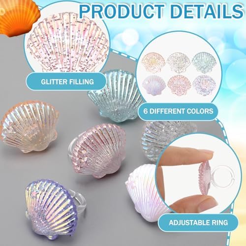Kenning 48pcs Resin Seashell Cupcake Ring Toppers Under the Sea Cupcake Topper for seashell Theme Birthday Party Cake Decorations Baby Shower Weeding Anniversary Sea Party Supplies