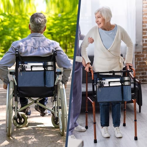 supregear Accessories Bag for Walker, Wheelchair, Rollator - Walker Basket Bag w/Cup Holder - Seniors Caddy Attachment Pouch, Water Resistant Large Capacity Carry Storage Carrier Tote