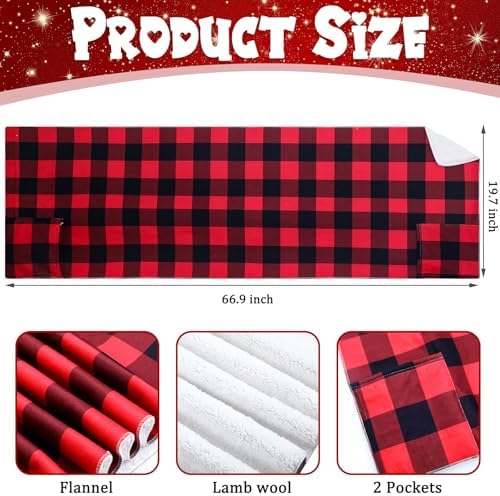 Jiuguva Warm Shawl Wrap for Women Red Black Plaid Christmas Grandma Gift Elderly Winter Shawl with Front Pocket for Senior