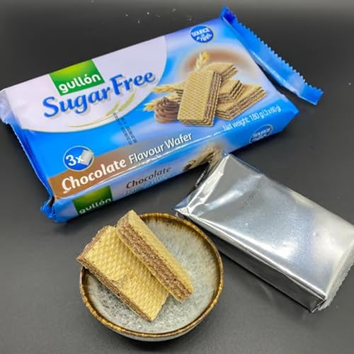 Gullon Sugar Free Chocolate Wafer 180g | Not A Reduced calorie Food | Kid Friendly Snack | Product From Spain | Healthy Twist To A Classical Taste (Sugar Free Chocolate Wafers 180g, 2 Pack)