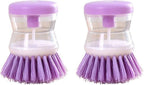 2PCS Dish Brush Convenient Cleaning Tool Scrubber Kitchen Accessories Soap Dispenser Detergent Labor-Saving Pot(Purple)