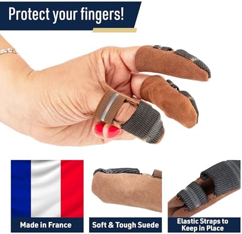 Leather Finger Cots Large 3-Pack - Thumb Thimble Finger Protectors for Sewing, Embroidery, Needlework, Felting, Knitting or Whittling - Sewing Supplies or Woodworking Tools by Kings County Tools