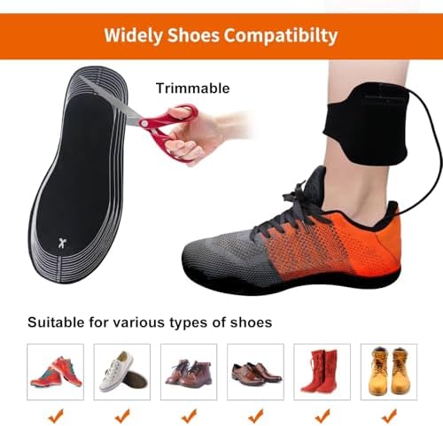 Heated Insoles for Men & Women, Foot Warmer Rechargeable with USB Cord, Cut to Fit Thermal Shoe Inserts for Boots & Shoes, Electric Toe Warmers for Winter