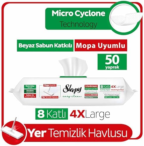 Sleepy Easy Clean White Soap Additive Mopa Compatible Floor Cleaning Towel, 50 Sheets