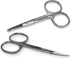 Facial Hair Grooming Scissors – Small Stainless Steel Eyebrow Scissors for Women & Men, Nose Hair Trimmer Scissors, Mustache & Beard Trimming, Curved Rounded Safety Tip – 2 Pack