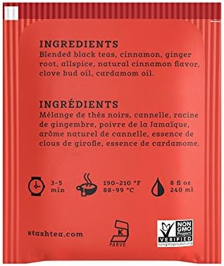 Stash Tea Chai Spice Black Tea, 6 Boxes with 20 Tea Bags Each (120 Tea Bags Total)