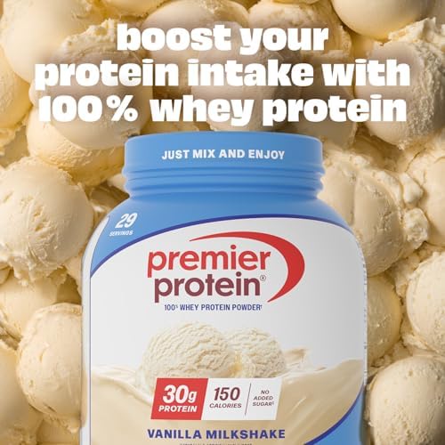 Premier Protein Powder, Vanilla Milkshake, 30g Protein, 1g Sugar, Gluten Free, No Soy, 40.2 oz (29 Servings)