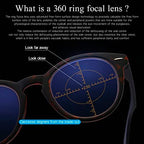 MIRYEA 360 Degree Ring Focus Lens Progressive Multifocal Reading Glasses Computer Multifocus Readers for Men Women Blue Light Blocking Lightweight Presbyopic Eyeglasses No Blind Zone Portable Eyewear