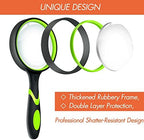Leffis 3 Pack Magnifying Glass, 10X Non-Slip Handheld Reading Magnifier for Kids and Seniors, 75mm Magnifying Glass Lens for Reading, and Nature Exploration