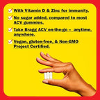 Bragg Organic Apple Cider Vinegar Capsules with Vitamin D and Zinc - 90 Count - Supports Immune System