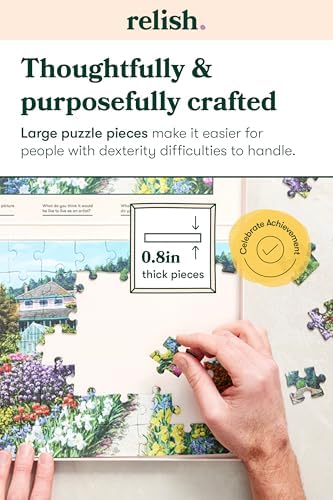 Relish Dementia Puzzles for Adults, 63 Piece Monet's Garden Jigsaw Puzzle, Dementia Activities for Seniors