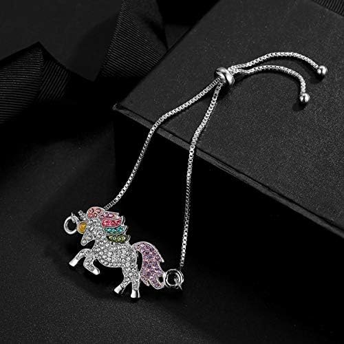 ALoveSoul Silver Tone Little Princess Rainbow Unicorn Pendant Girl Ladies Fashion Necklace Gift for Women