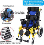 Cerebral Palsy Wheelchair for Children, Lightweight Folding Reclining Wheelchair with Adjustable Headrest/Sitting Position/Armrest Height, Full Lying Ergonomic Design Child & Kids Wheelchairs,Kid's