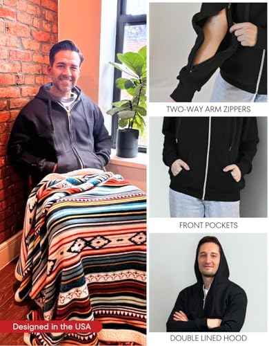 Inspired Comforts Dialysis Port Access Unisex Hoodie with Two Way Arm Access Zip
