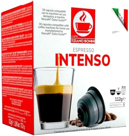 Caffè Tiziano Bonini Bonini Dolce Gusto Compatible Espresso Intenso Coffee Pods (Pack of 6, Total 96 pods)