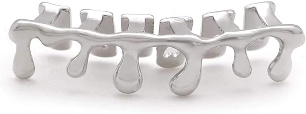 canjoyn 18K Gold Teardrop Bottom Grillz 6 Teeth Lower Teeth Drip Cap Grillz