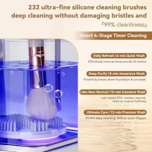 5-in-1 Electric Makeup Brush Cleaner & Dryer Machine- Portable Automatic USB Cosmetic Brushes Cleaner Tool with Deep-Clean Silicone Brush for All Size Brushes (Contour, Eyeshadow, Blush)