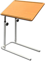 NRS Healthcare Divan Overbed Table - Tilting & Adjustable, Nightstand, Overbed Table, 23.5" x 15.75" x 35.5", Golden Brown
