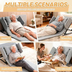 Electric Lifting Backrest for Bed, Adjustable Power Recliner Bed with Remote Control, 2°-80° Adjustable Angle, with Handrail Fence&Headrest Cushion, Suitable For Pregnancy&Elderly&Patients, 30x75in