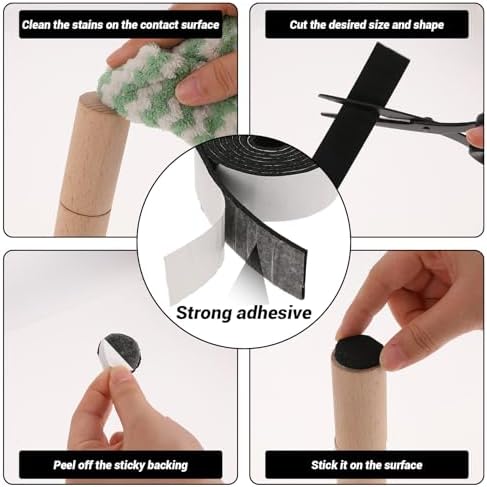 2 Rolls 60 X 1 Inch Felt Strips with Adhesive Backing, Non Slip Felt Tapes Felts Strips for Furniture Pads Furniture Self-Stick Heavy Duty Polyester for Protecting Hardwood Surfaces Floors Chair Wall