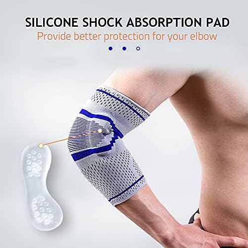 1Pair Silicone Elbow Protective Brace Sports Elbow Protector Sleeve High Elastic Elbow Brace for Cycling Basketball Tennis Gyms,Gray,S