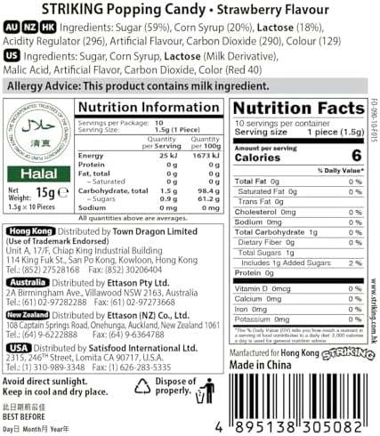 Striking Popping Candy - 30g Strawberry Flavor (4 bags)
