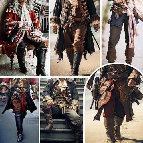 Century Star Renaissance Costume Men's Pirate Pants Medieval Ren Faire Viking Colonial Navigator Halloween Ankle Banded
