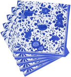 Caspari Delft Paper Luncheon Napkins in Blue, Two Packs of 20