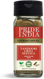 Pride of India – Tandoori Grill Masala – Blend of Exotic & Gourmet Spices – Ideal for Vegetable, Meat & Chicken Cooking – GMO Free – Easy to Use - 1.7 oz. Small Dual Sifter Bottle