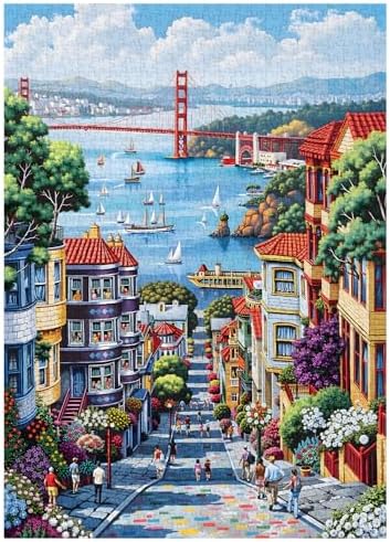 American Landscape Puzzle for Adults 1000 Pieces, Golden Gate Bridge Jigsaw Puzzles, Challenging San Francisco Bay Art Puzzle as Home Decor