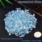Erliway 100g Natural Aquamarine Crystal Chips, 7-9mm Tumbled Chips Crushed Crystal Stones, Polished Crystal Chips for Vase Filler Healing Reiki Crystal Jewelry Making Home Decor Aquarium Gravel