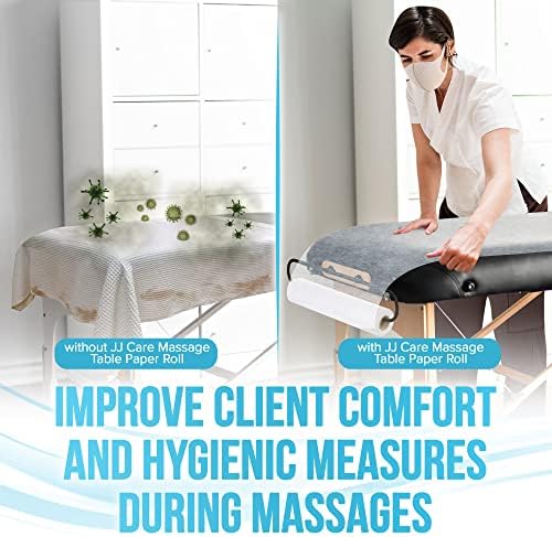 JJ CARE Disposable Massage Table Sheets - 100 Sheets [31.5" x 328 ft, 2 Roll] - 50% Thicker Perforated Massage Bed Cover, Non-Woven Disposable Roll for Massage Table for Waxing, Facial, Tattoo, & Spa
