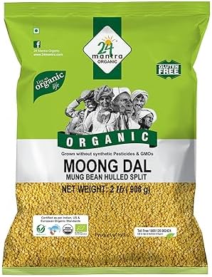 Organic Moong Dal - ★ USDA Certified Organic - ★ European Union Certified Organic - ★ Pesticides Free - ★ Adulteration Free - ★ Sodium Free - 2 Lbs - 24 Mantra Organic