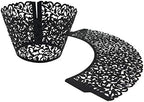 T-Language 50pcs Cupcake Wrappers Lace Cupcake Liners Laser Cut Artistic Bake Cake Paper Cups Muffin Paper Holders (Black)