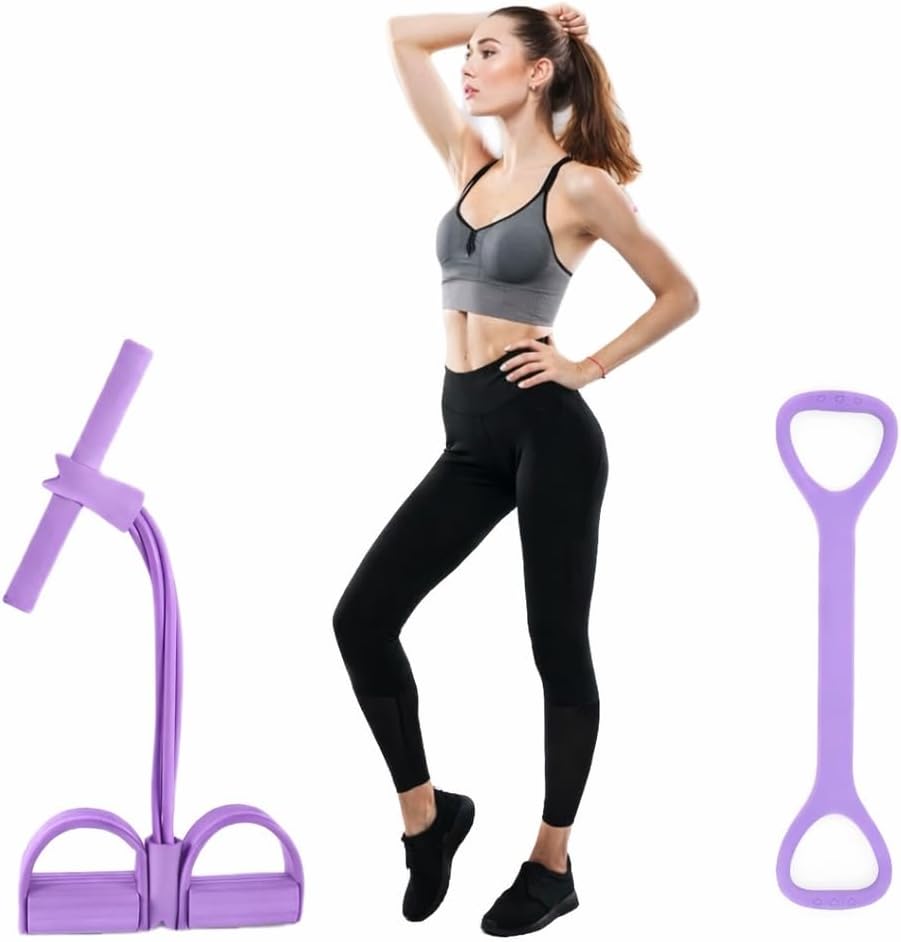 SZ Resistance Band Set – 2 Piece Figure 8 Resistance Band & Pedal Resistance Tubes for Full Body Workout, Arms, Back, Abs & Stretch Training