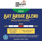San Francisco Bay Whole Bean Coffee - DECAF Bay Bridge Blend (2lb Bag), Medium Roast, Swiss Water Processed