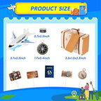 24 Pcs Travel Cake Topper Decorations Let The Travel Around The World Theme Cupcake Toppers Mini Suitcase Airplane Cameras Miniature Compass for Journey Birthday Decorations