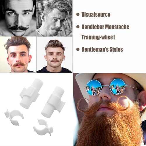 1 Pair Handlebar Moustache Training Wheels,Visualsource Large Size Handlebar Moustache Beard Shaping Styling Tool Handlebar Mustache Trainer Curler Stylist Gentleman's Style Great Gift For Men