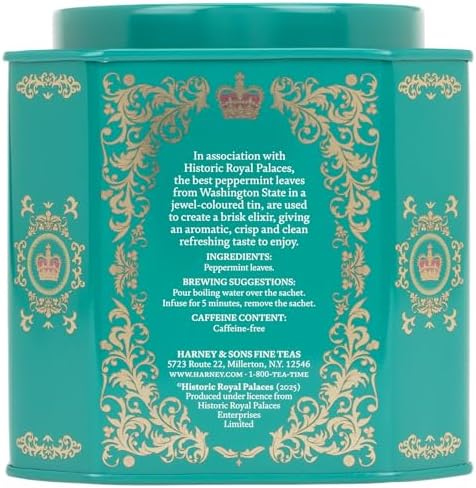 Harney & Sons Peppermint Herbal Tea in Sachets, Caffeine-Free Herbal, 30 Sachets
