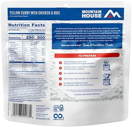 Mountain House Yellow Curry with Chicken & Rice | Freeze-Dried Backpacking & Camping Food | 2 Servings |Gluten-Free