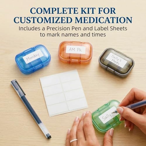 3 Pack 3 Compartment Small Pill Box, Portable Pill Case for Purse and Pocket, Moisture Proof Travel Pill Organizer for Medicine, Vitamins and Fish Oil, Small Pill Organizer Travel Case