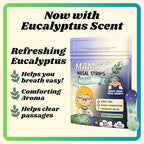 Mama's Eucalyptus Kids Nose Strips for Breathing - Hypoallergenic and Soft, Nasal Strips for Snoring - Nose Tape for Nasal Congestion Relief - Clean, Safe Snore Stopper for Sleep - 24 Count, 5+ Ages