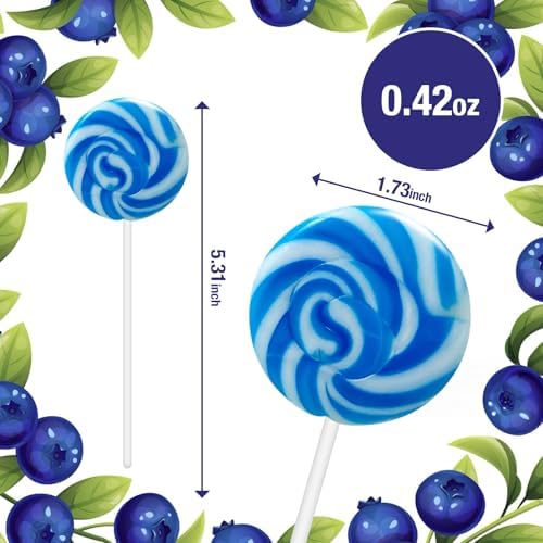 32 Pack Something Blue Twisty & Swirl Lollipops - Lollipop Candy Individually Wrapped Bulk for Wine Day - Candy Swirl Lollipops Suckers for Wedding, Baby Shower and Birthday