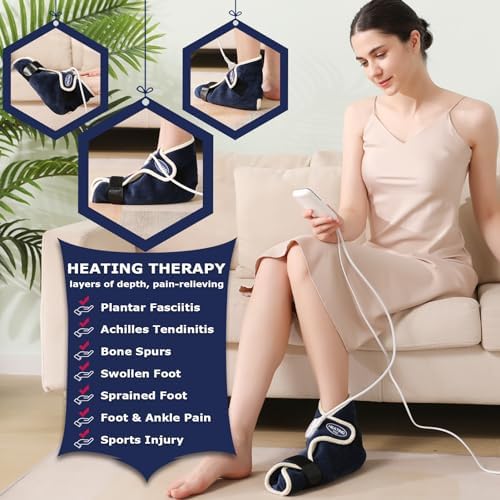 CAMECO 1 Pack Foot Ankle Heating Pad for Neuropathy Pain Relief, 86℉-158℉ Electric Heated Foot Warmer for Achilles Tendinitis & Plantar Fasciitis, Under Desk Heat Therapy Wrap Booties for Women Men