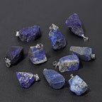 10pcs Irregular Raw Natural Lapis Lazuli Rock Stone Pendant Healing Crystal Chakra Gemstone Charm for Jewelry Making DIY Necklace Earrings Accessories Reiki