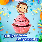 24x Curious Monkey Cupcake Toppers – Strong Picks Happy Birthday Décor, Cupcake Decorations for Kids Birthdays